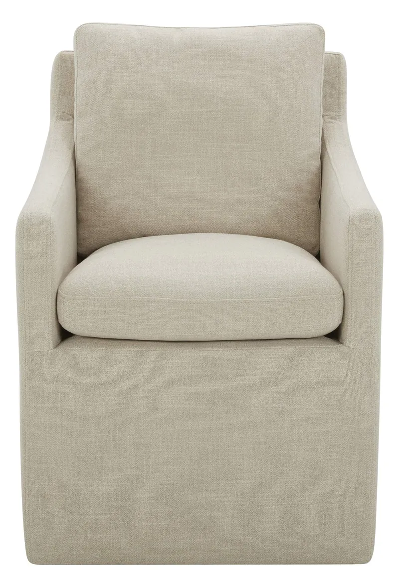Marque Amazon - Stone & Beam Vivianne Fauteuil de salle à manger rembourré moderne, avec accoudoirs et roulettes, 62 cm de large, Lin