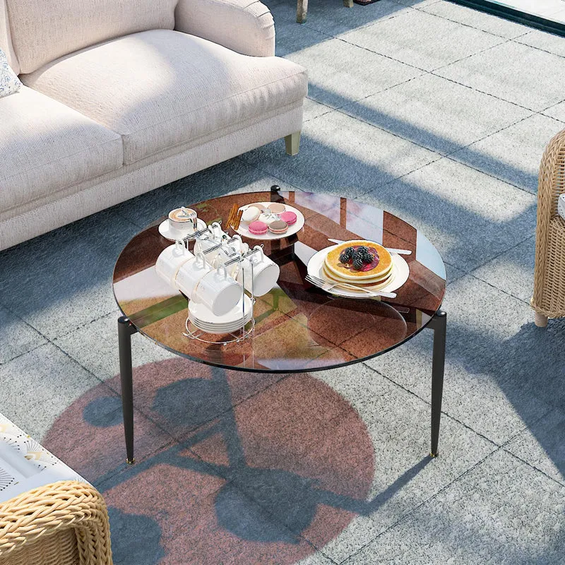 Artloge Table Basse Salon Ronde: Meuble de Salon en Verre Trempé et Métal Table Basse Design Moderne pour Bureau Chambre 80 x 40 cm