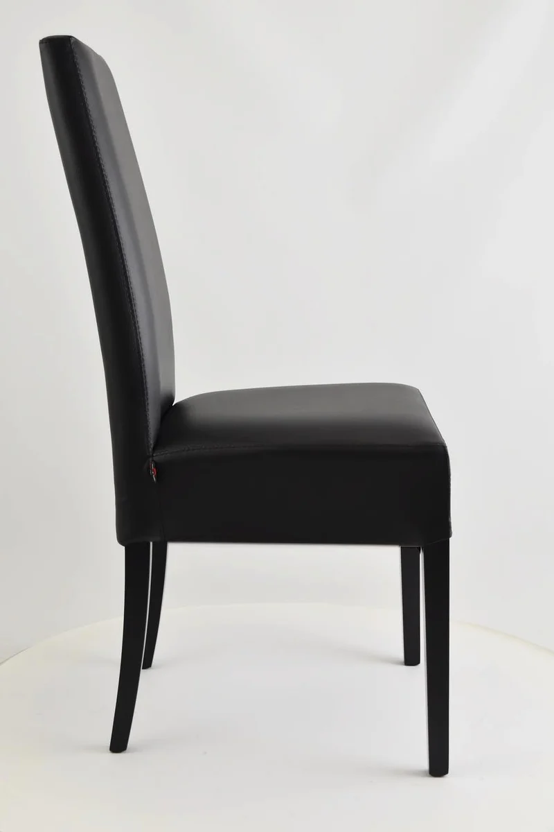 Tommychairs - Set 4 chaises LUISA pour cuisine, bar et salle à manger, robuste structure en bois de hêtre peindré en noir, assise et dossier rembourrés et revêtus en cuir artificiel couleur noir