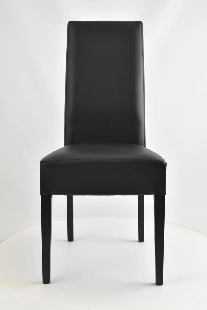 Tommychairs - Set 4 chaises LUISA pour cuisine, bar et salle à manger, robuste structure en bois de hêtre peindré en noir, assise et dossier rembourrés et revêtus en cuir artificiel couleur noir