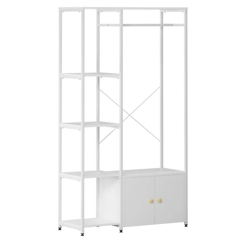 SogesHome Porte-manteau autoportant - Avec armoire de rangement - Pour chambre à coucher - Entrée - Blanc