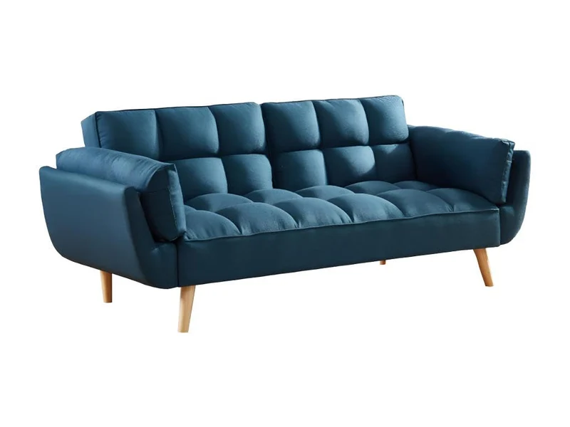 Vente-unique - Canapé 3 Places Convertible clic-clac en Tissu Bleu LOELINE