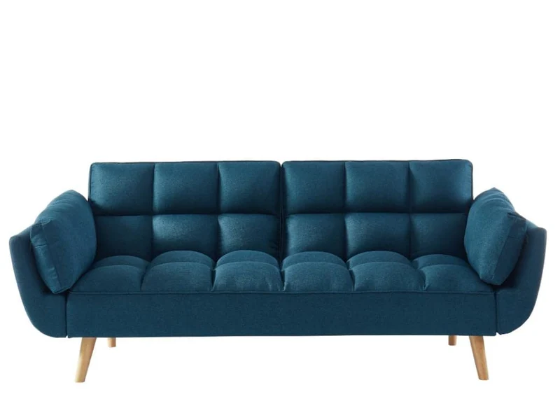 Vente-unique - Canapé 3 Places Convertible clic-clac en Tissu Bleu LOELINE