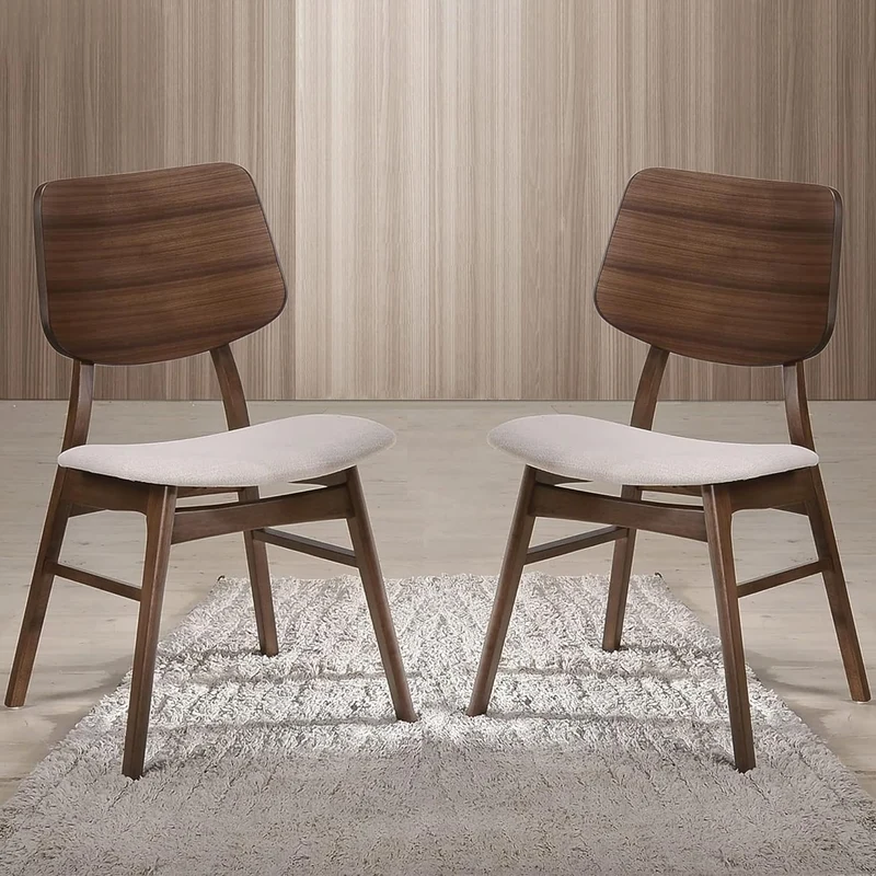 New Classic Furniture Mid-Century Modern Oscar Lot de 2 chaises avec dossier en bois Noyer