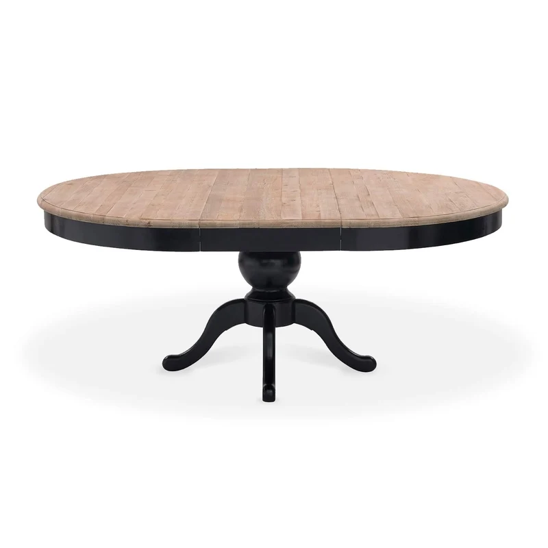 INTENSE DECO Table Ronde Extensible en Bois Massif SIDONIE Noir