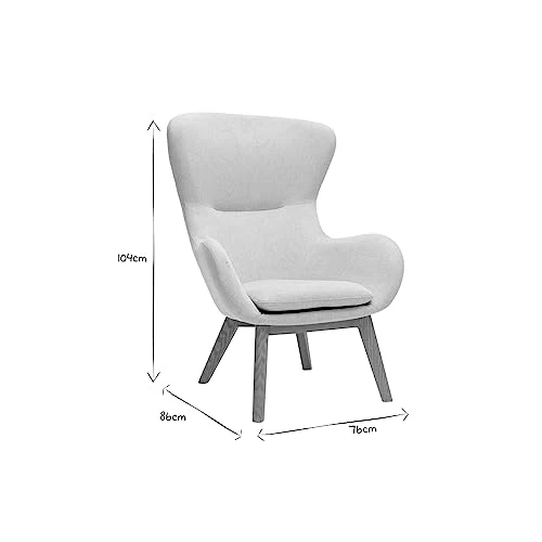 Miliboo Fauteuil scandinave en Tissu Effet Velours texturé Beige et Bois Clair ESKUA