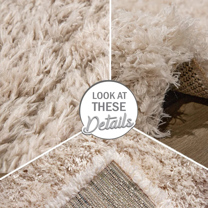 Paco Home Tapis Poils Hauts Moelleux Moderne Shaggy Style Flokati Confortable Uni Beige, Dimension:160x230 cm