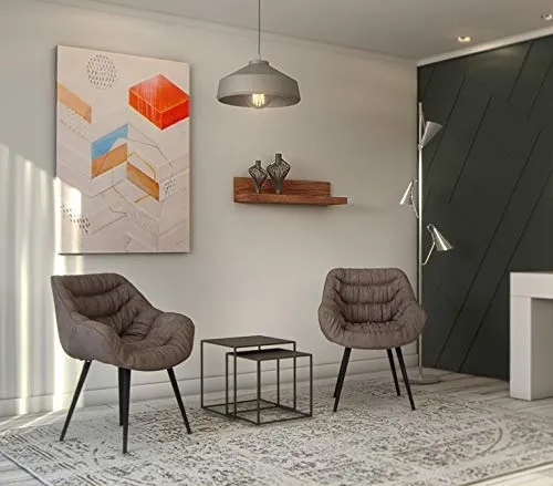 Kare Design Chaise Thelma, lot de 2, gris, chaises avec accoudoirs, chaise salle a manger, maison, salon, cuisine, 82x65x60cm