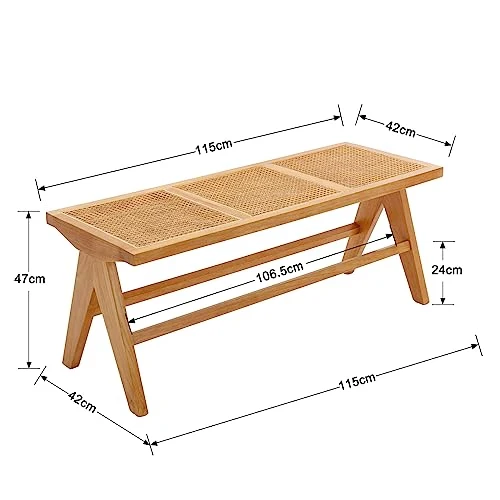 Wahson Bancs de Salle à Manger, Banc de Cuisine en Rotin Banc Bois Massif, Banc en Bois Banquette Restaurant pour Salle à Manger, Bois Naturel