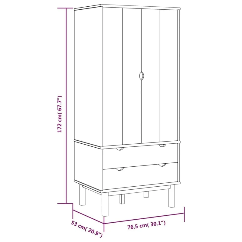 vidaXL Garde-Robe Armoire de Rangement Organisateur de Vêtements Meuble de Rangement Maison Intérieur 76,5x53x172 cm Bois Massif de Pin
