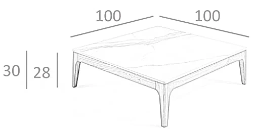 Angel Cerdá Table basse carrée avec couvercle en porcelaine, structure en bois de noyer, style moderne
