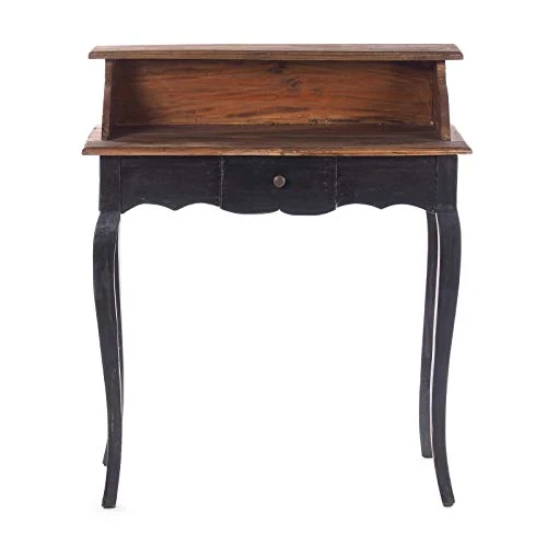 DESIGN DELIGHTS Secrétaire Napoléon Vintage en Bois recyclé Style shabby Chic 80 x 92 x 40 cm | Couleur: 04 Noir Naturel