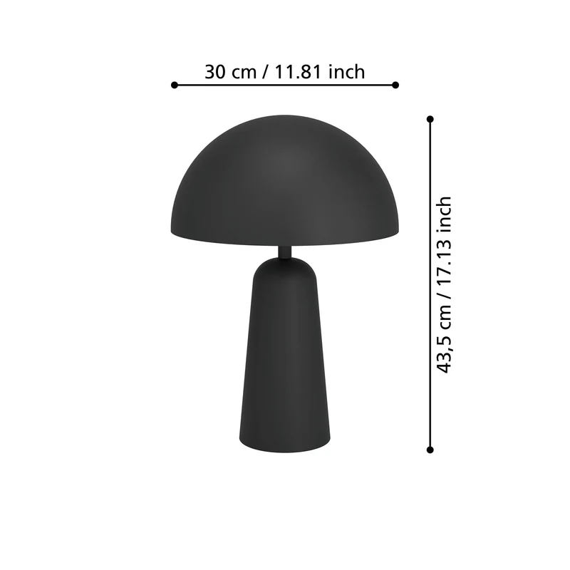 EGLO Lampe de chevet Aranzola, lampe à poser géométrique, lampe de table en métal noir et blanc, luminaire décoratif pour salon et chambre, douille E27
