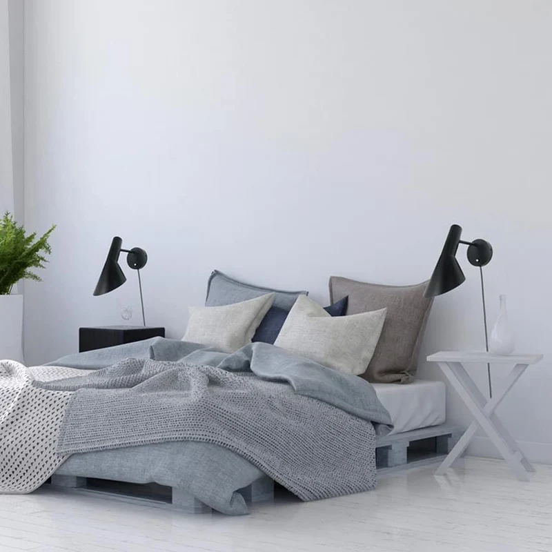 BarcelonaLED Applique murale avec câble prise et interrupteur Lampe de lecture Design élégant moderne nordique Orientable Noir pour chambre E27