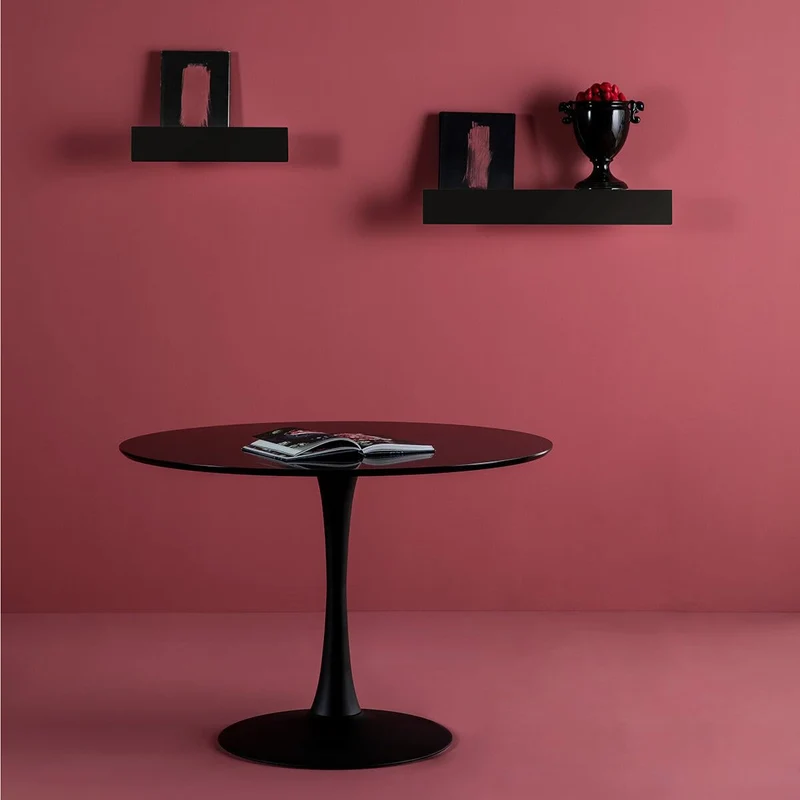 AltoBuy CANTIQUE - Table Ronde 110cm Pied et Plateau Noirs