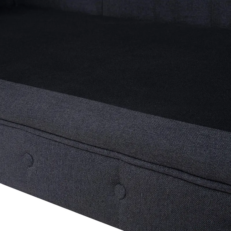 Canapé 3 Places en Tissu Gris Assise Rembourrée Large Dossier Points Chesterfield