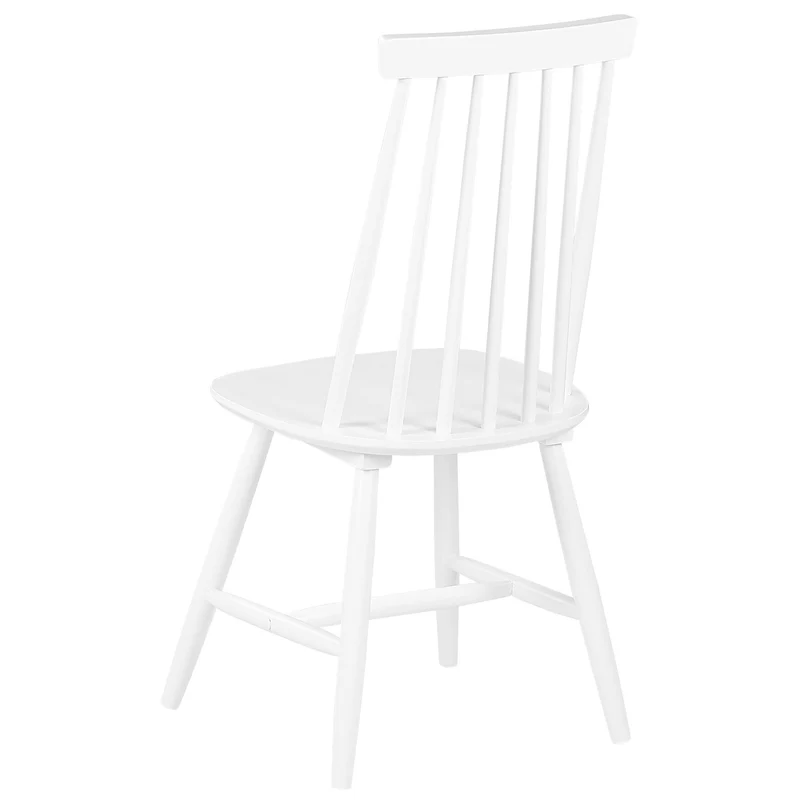 Lot 2 Chaises Blanches en Bois Naturel Design Classique Idéales pour Cuisine ou Salle à Manger au Style Scandinave ou Traditionnel Beliani