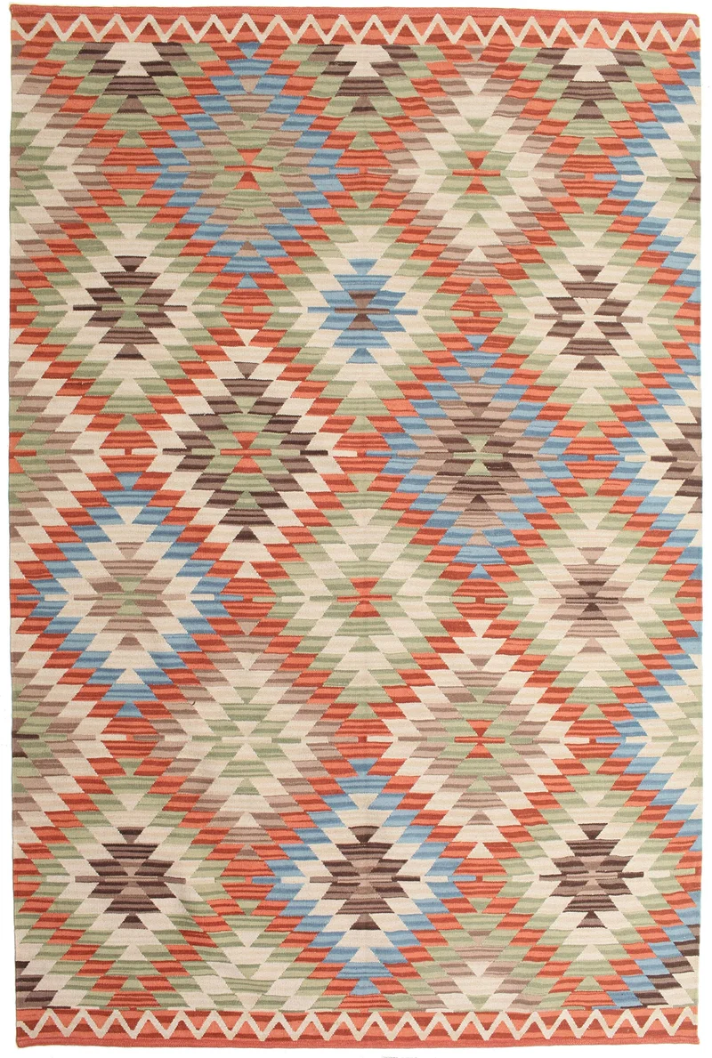RugVista, Kelim Usak, Fait Main, Tapis, Tapis Kelim Moderne, Pile Courte, 180 x 280 cm cm, Rectangle, Care & Fair, Laine, Couloir, Chambre, Cuisine, Salon, Marron Marron Clair Jaune
