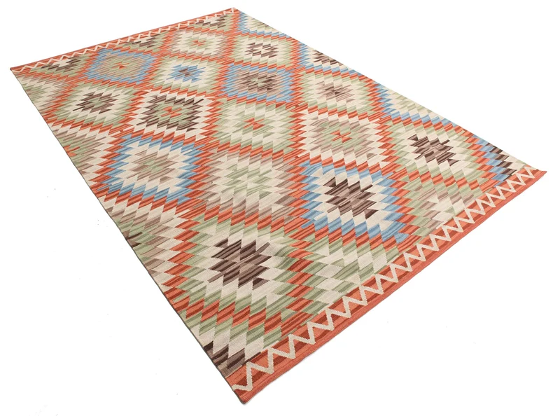RugVista, Kelim Usak, Fait Main, Tapis, Tapis Kelim Moderne, Pile Courte, 180 x 280 cm cm, Rectangle, Care & Fair, Laine, Couloir, Chambre, Cuisine, Salon, Marron Marron Clair Jaune