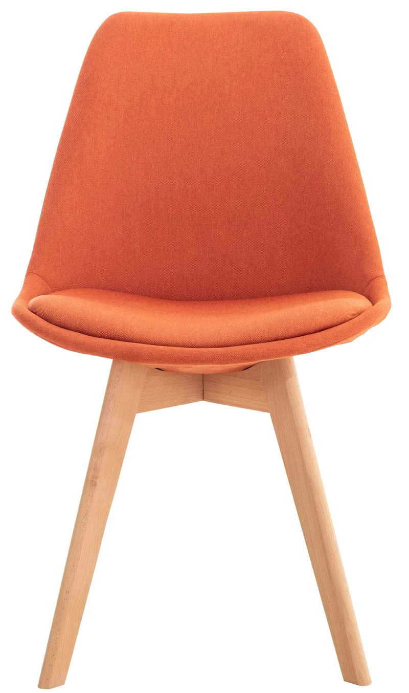 CLP Chaise de Salle ‡ Manger Linares Plastique I Tissu I Velours I Velours cÙtelÈ I Fauteuil avec Structure en Bois, Couleur:Orange, MatÈriel:Tissu