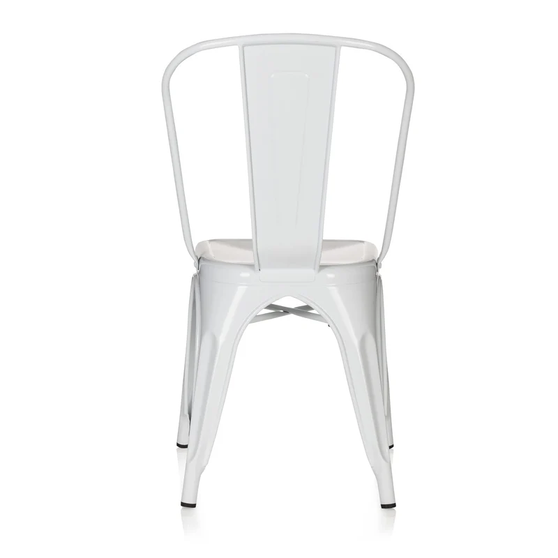 hjh OFFICE 645022 Chaise bistrot VANTAGGIO Comfort Métal Blanc, Chaise au Style Industriel, empilable