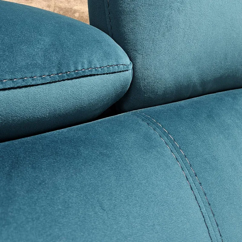 Meubletmoi Canapé 2 Places avec Revêtement Velours Bleu Turquoise Têtières Réglables et Pieds en Métal - Design Moderne - Marion