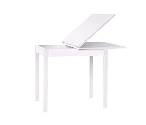 icreo Table extensible moderne économise de l'espace SATURNO blanc frêne 80 x 60/120 cm **ARRIVA MONTÉ**