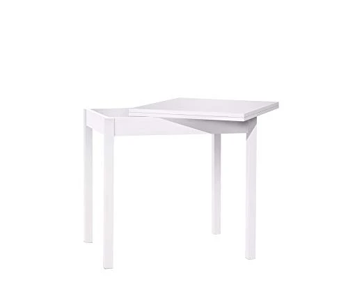 icreo Table extensible moderne économise de l'espace SATURNO blanc frêne 80 x 60/120 cm **ARRIVA MONTÉ**