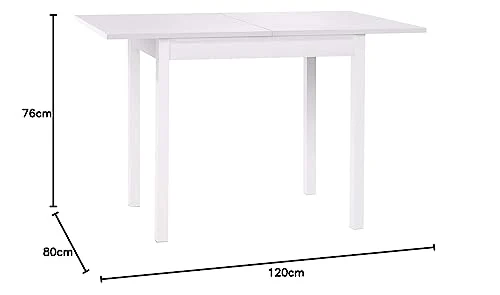 icreo Table extensible moderne économise de l'espace SATURNO blanc frêne 80 x 60/120 cm **ARRIVA MONTÉ**