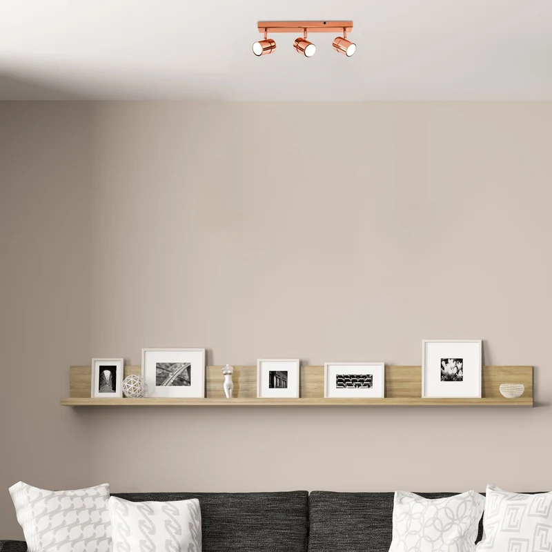 MiniSun Luminaire sur Rail avec 3 Spots. Finition Cuivre. GU10.