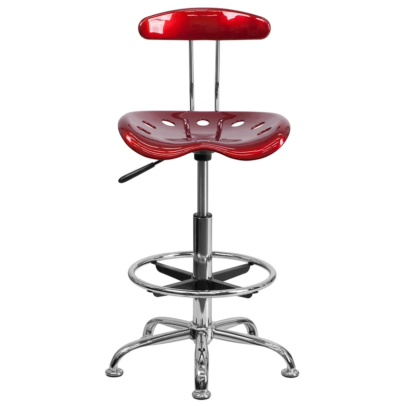 Flash Furniture Tabouret de Dessin, Plastique Métal, Rouge vin, 50,8 x 43,82 x 104,14 cm