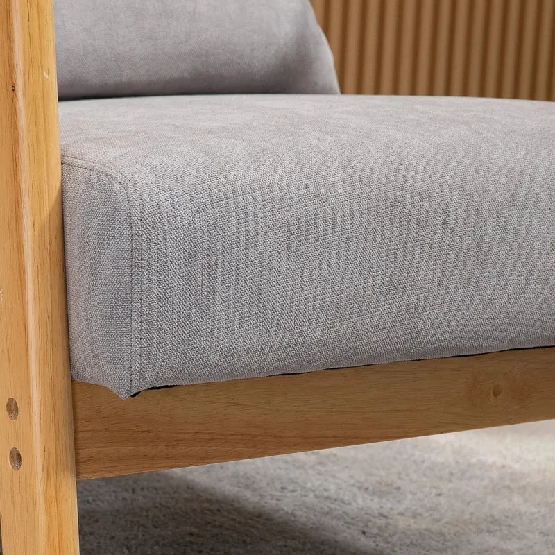 HOMCOM Fauteuil Lounge - 3 Coussins Inclus - Assise Profonde - accoudoirs - Structure Bois hévéa - Aspect Velours Gris