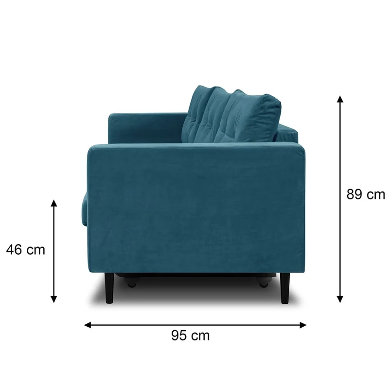 HOMIFAB Canapé 3 Places Convertibles en Velours Bleu Canard - Viktor