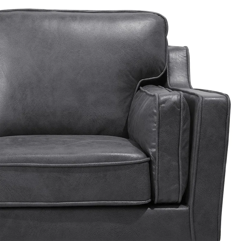 Canapé Fixe 2 Places Revêtement en Cuir PU Haut de Gamme Gris et Rembourrage Épais pour Salon au Design Rétro Beliani