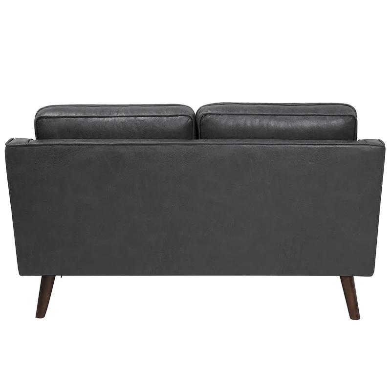 Canapé Fixe 2 Places Revêtement en Cuir PU Haut de Gamme Gris et Rembourrage Épais pour Salon au Design Rétro Beliani