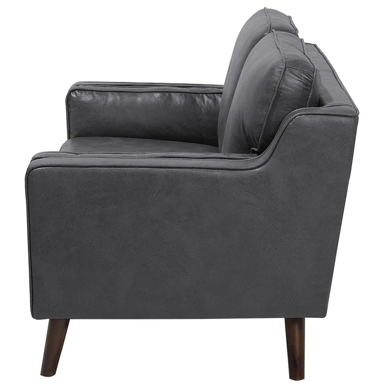 Canapé Fixe 2 Places Revêtement en Cuir PU Haut de Gamme Gris et Rembourrage Épais pour Salon au Design Rétro Beliani