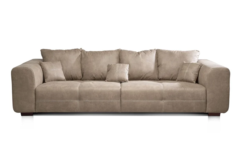 CAVADORE Mavericco Big Sofa Love Seats, Microfibre, Aspect Cuir : Beige
