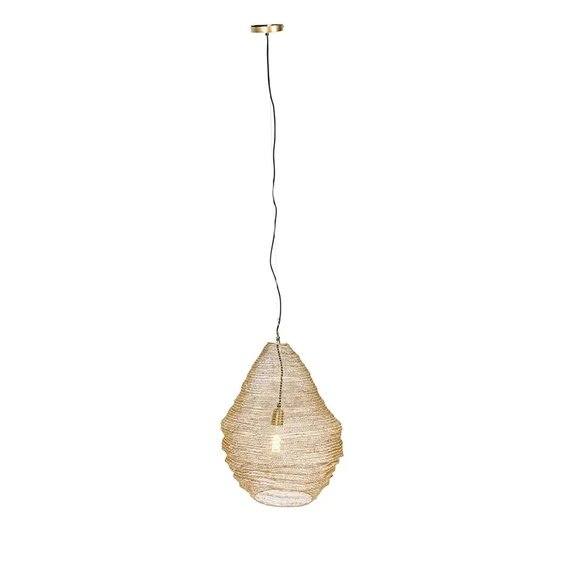 Qazqa nidum - Suspension - 1 lumière - Ø 450 mm - Doré/Laiton - Oriental - éclairage intérieur - Salon I Chambre I Cuisine I Salle à manger