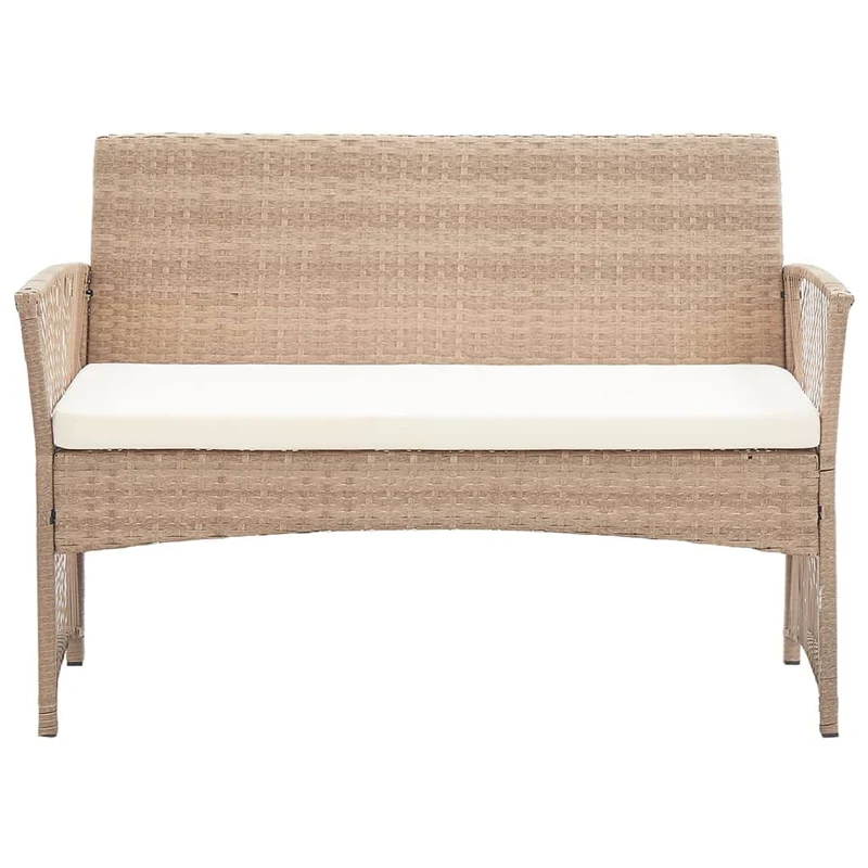 vidaXL Salon de Jardin 4 pcs avec Coussins Mobilier de Jardin Meubles d'Extérieur Mobilier de Patio Mobilier de Terrasse Résine Tressée Beige