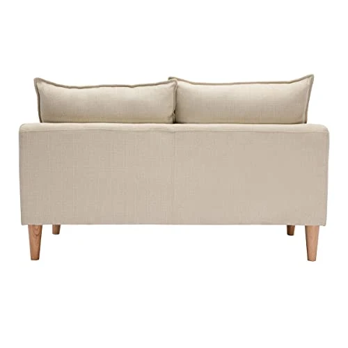 Miliboo Canapé scandinave 2 Places en Tissu Beige et Bois Clair Kate