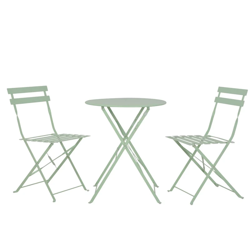 Avril Paris Table et chaises Pliantes bistrot Balcon terrasse- 2 Places - Vert - Flore.