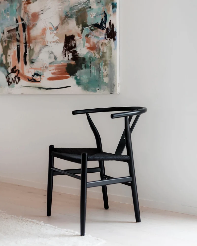 Mowelli 2 chaises 'Wishbone' (Y) Chair Style' - complètement Noir