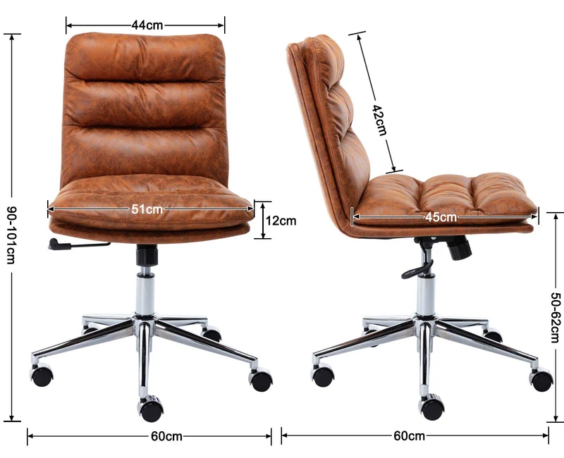 Wahson Chaise de Bureau, Fauteuil de Bureau Erconomique en Cuir PU Chaise Bureau Réglable en Hauteur, Fauteuil Bureau pour Chambre et Bureau, Marron