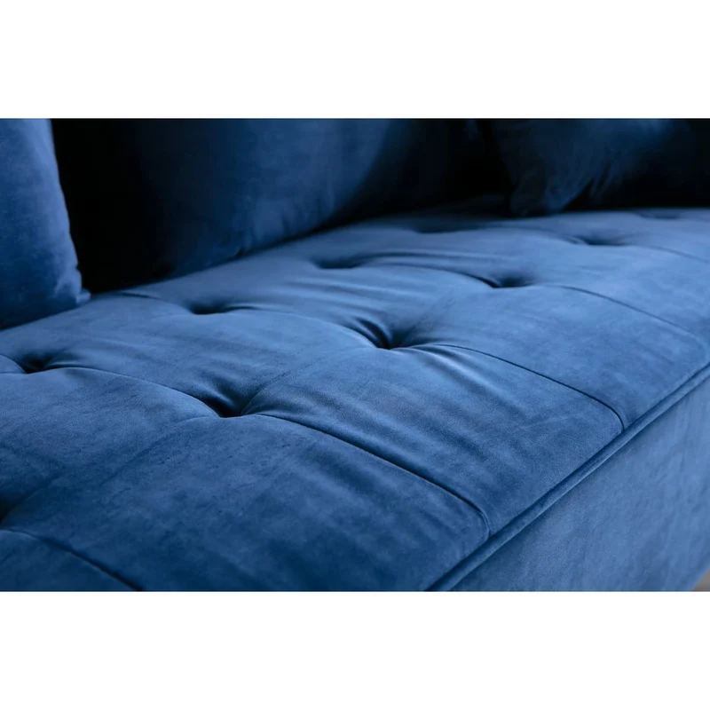 Miliboo Canapé Design 3 Places en Tissu Velours Bleu foncé et métal Noir BEKA