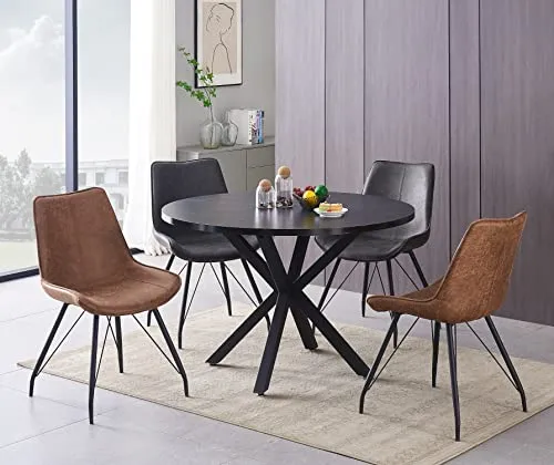 B&D Home Chaises de Salle à Manger Mats (Lot de 2) | Chaise rembourrée pour Cuisine, salon, Salle à Manger, Bureau | Design Industriel | Aspect Daim Brun, 11122-BRAU-2
