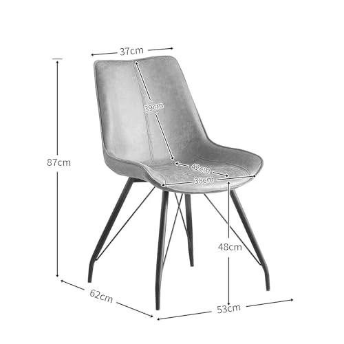 B&D Home Chaises de Salle à Manger Mats (Lot de 2) | Chaise rembourrée pour Cuisine, salon, Salle à Manger, Bureau | Design Industriel | Aspect Daim Brun, 11122-BRAU-2