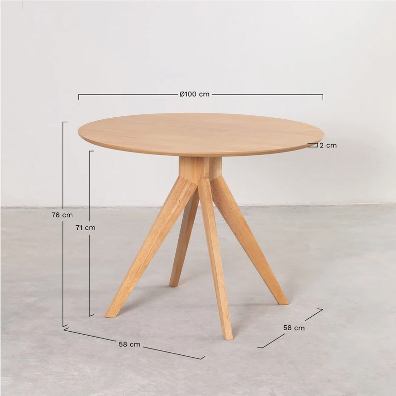 SKLUM Table à Manger Ronde en Bois (Ø100 cm) Sekiz Bois Naturel