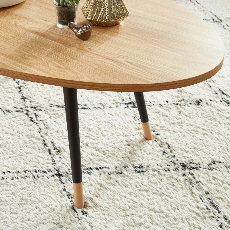 BAÏTA Table Basse Organic - Coloris Bois et Noir - L98cm