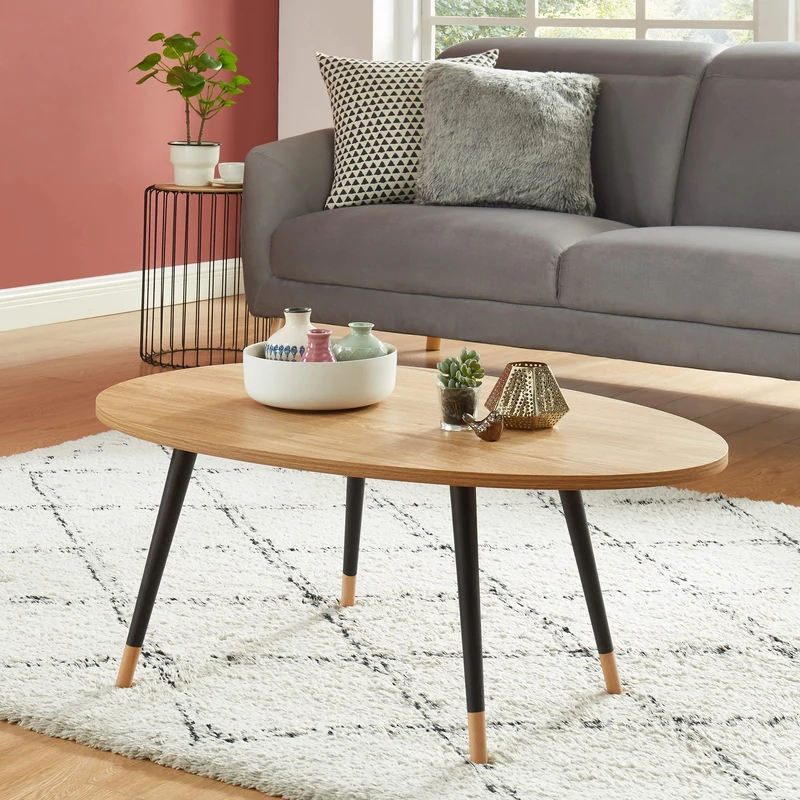 BAÏTA Table Basse Organic - Coloris Bois et Noir - L98cm