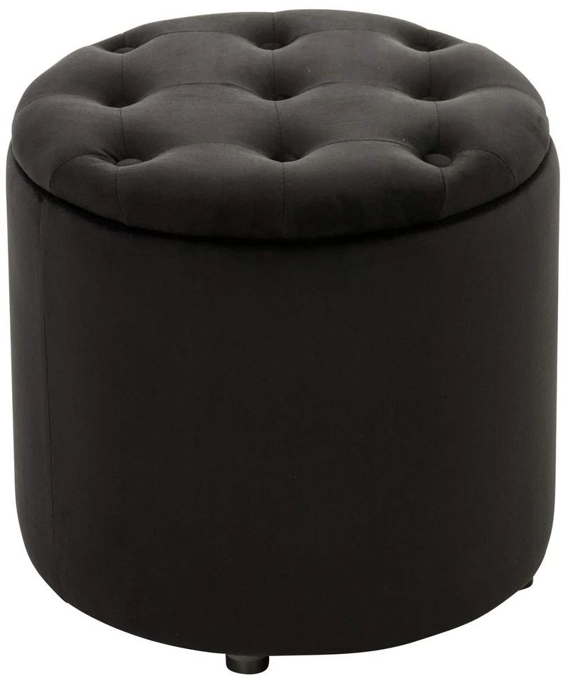Tabouret Pouf Patin en Velours I Tabouret Coffre avec Espace De Rangement I Pouf Repose-Pieds, Couleur:Noir